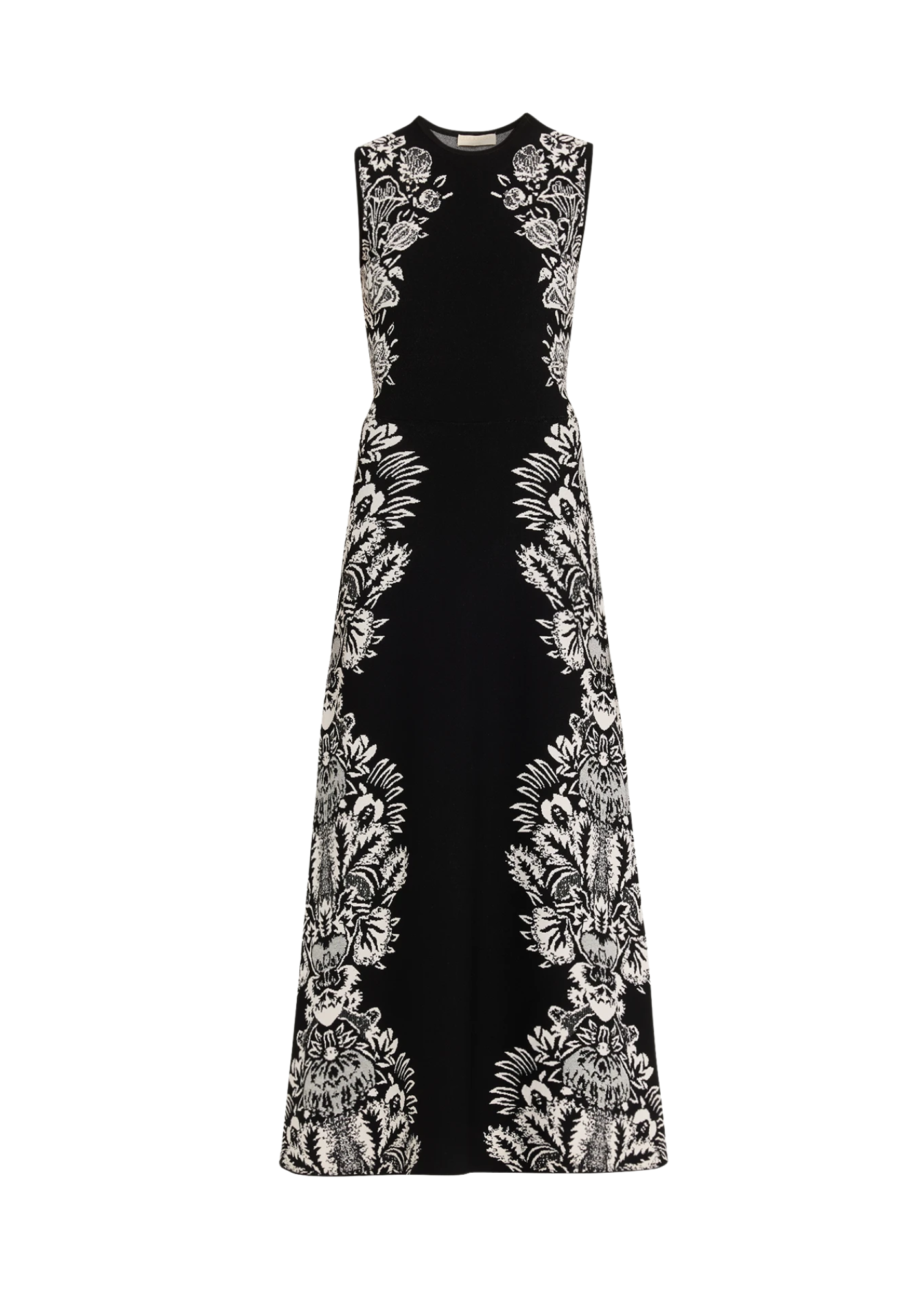 Liana Knit Jacquard Sleeveless Midi Dress in Noir