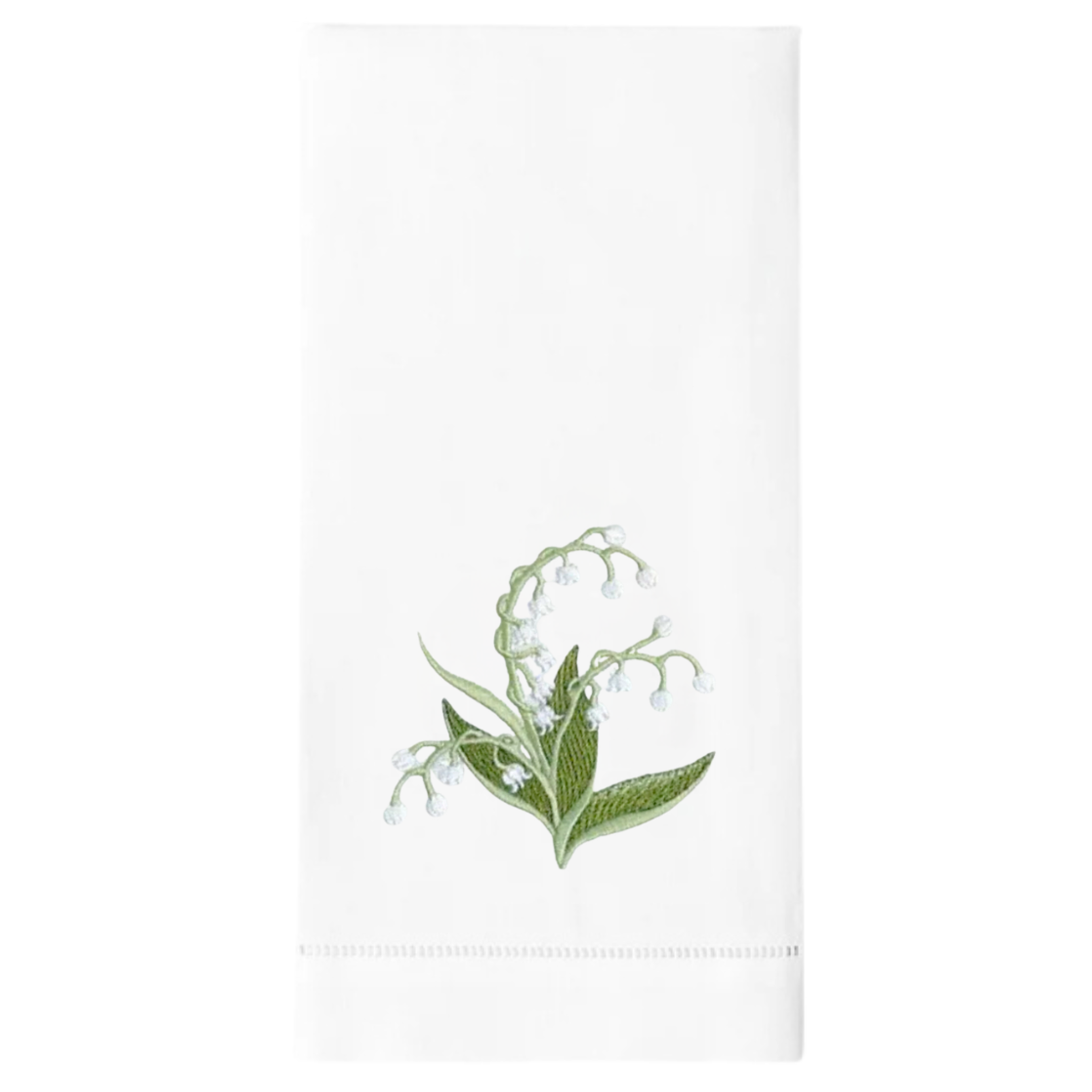 Lily Of The Valley Embroidered Linen Tea Towel