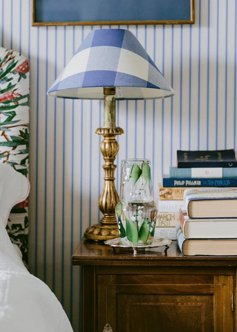 Hand Painted Lily Of The Valley Glass Carafe + Tumbler Set