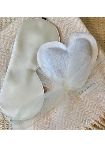 Linen Heart Sachet in Ivory