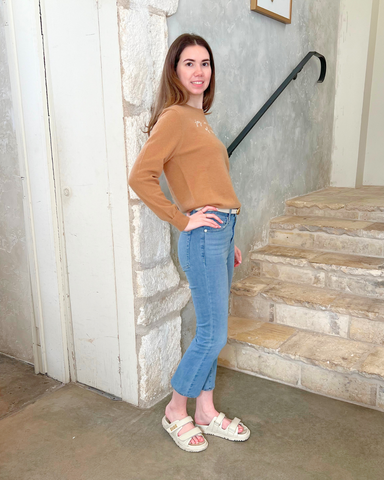 Joy Is An Act Of Resistance Crewneck Sweater in Camel