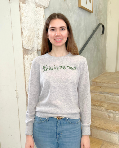 This Is Me Now Long Sleeve Crewneck Sweater in Smoke