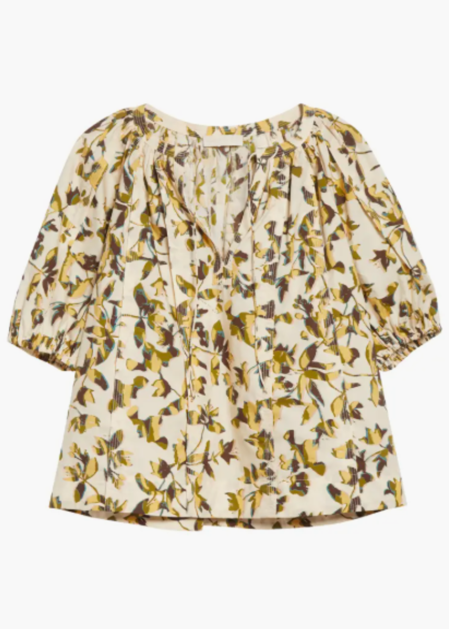 Loli Shadow Floral Print Puff Sleeve Blouse in Lucent