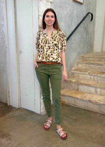 Loli Shadow Floral Print Puff Sleeve Blouse in Lucent