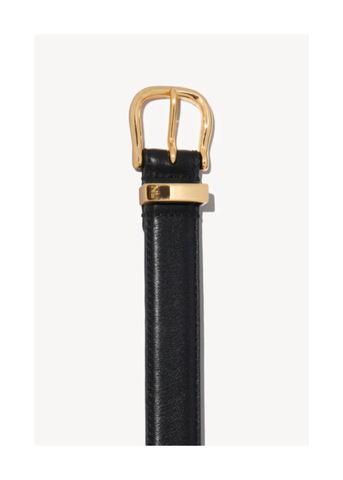 Louise Italian Leather Belt in Black + Brass