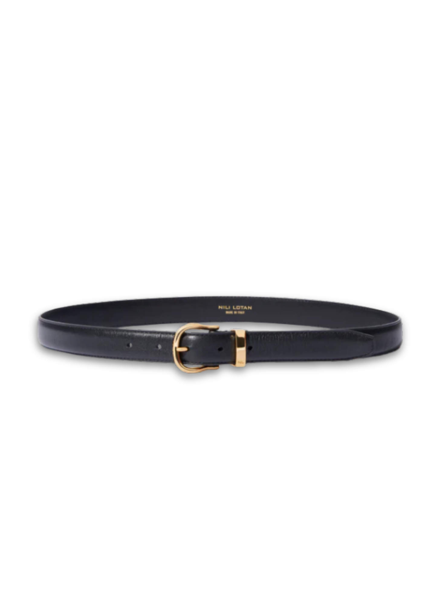 Louise Italian Leather Belt in Black + Brass