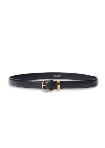 Louise Italian Leather Belt in Black + Brass