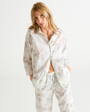 Orchidee Cotton Sateen Long Sleeve Capri Pajama Set