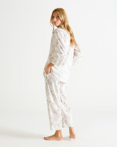 Orchidee Cotton Sateen Long Sleeve Capri Pajama Set