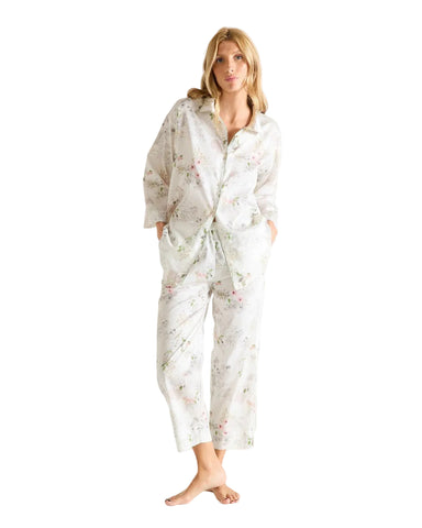 Orchidee Cotton Sateen Long Sleeve Capri Pajama Set