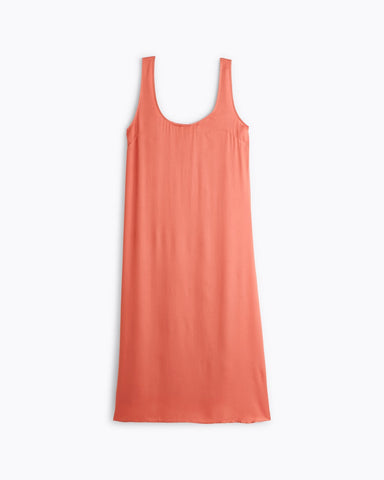 Cleome Satin Sleeveless Scoop Neck Long Gown in Orange