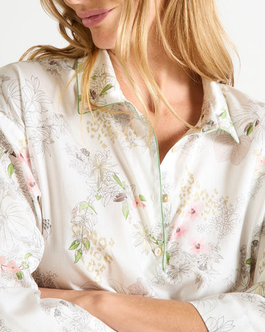 Orchidee Cotton Sateen Long Sleeve Sleepshirt
