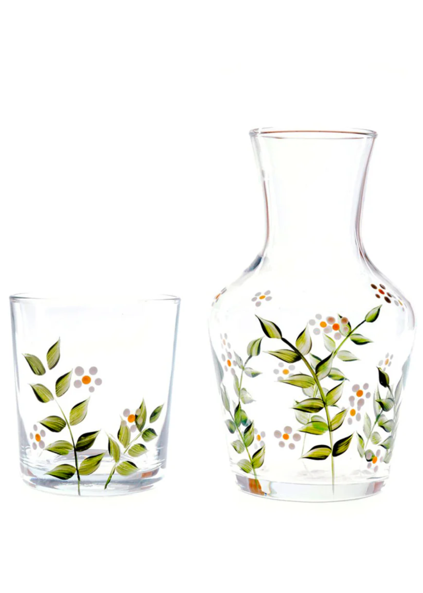 Hand Painted Madeline Glass Carafe + Tumbler Set