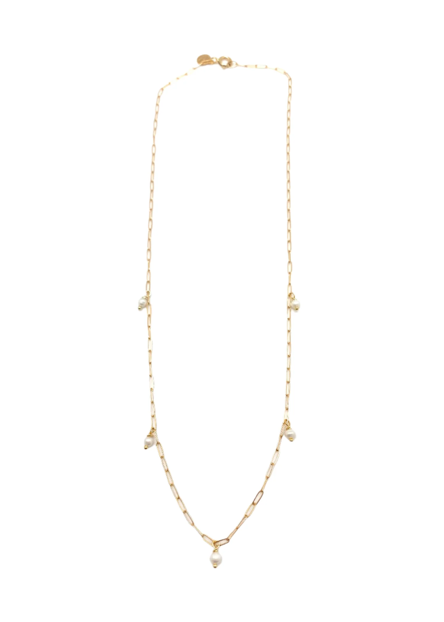 Marie 5 Pearl Necklace in Gold/White
