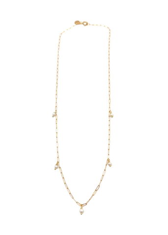 Marie 5 Pearl Necklace in Gold/White