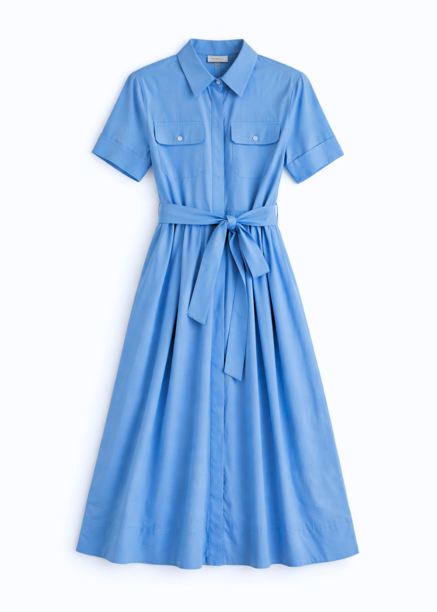 Belted Half Sleeve Button Front Midi Dress in Jasper