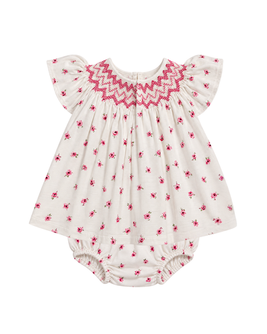 Menos Rositas Short Sleeve Dress + Bloomers Set In Pink