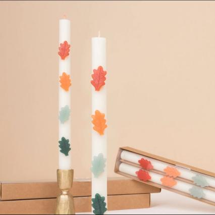 Pair of Fall Leaf Table Candles