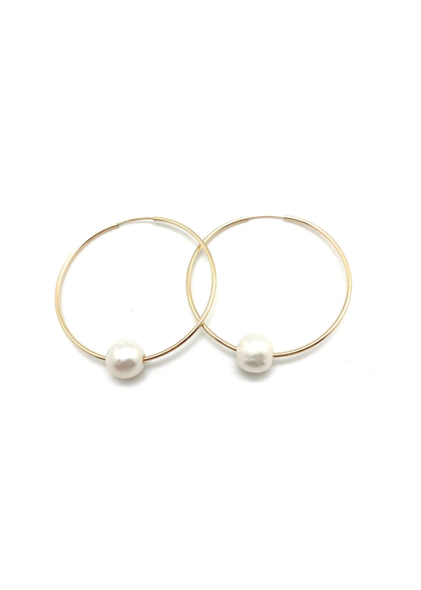 Mia Gold Hoop Earrings with White Pearl