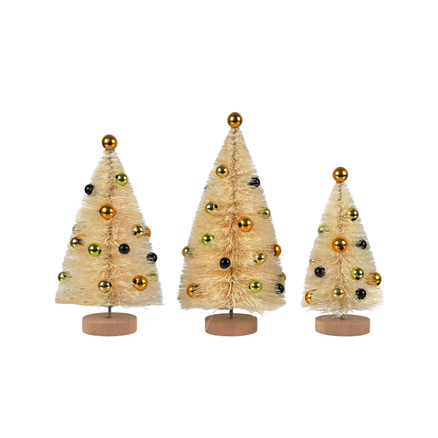 Mini Polka Dot Halloween Trees In Cream