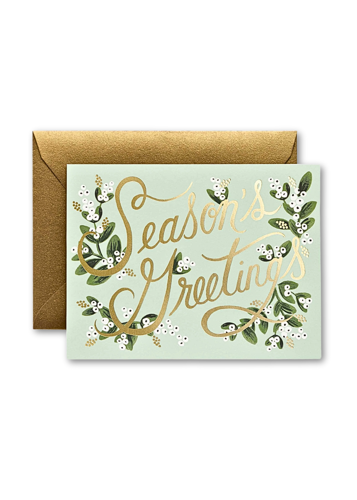 Mistletoe Season's Greetings Illustrated Greeting Card
