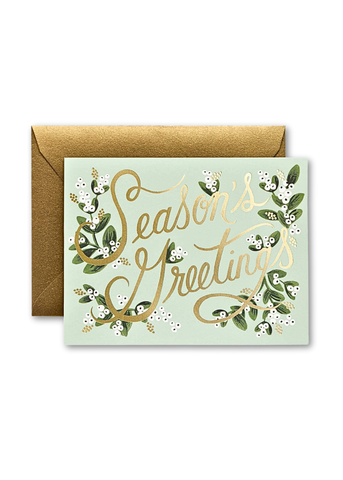 Mistletoe Season's Greetings Illustrated Greeting Card