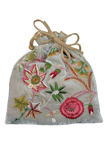 Madame Bovary Velvet String Pouch in Blue