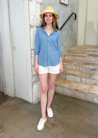 Monti Long Sleeve Denim Shirt in Chambray