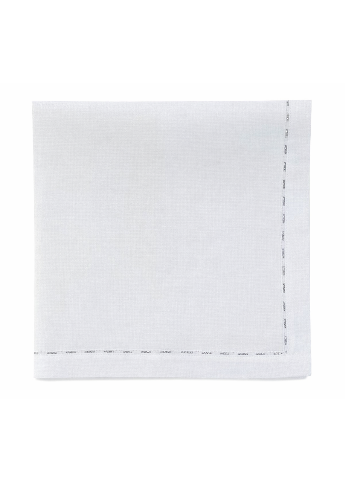 Stitched Napkin in White + Silver