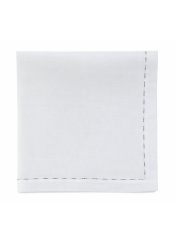 Stitched Napkin in White + Silver