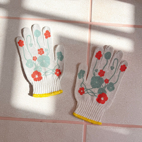 Screen-Printed Nasturtium Gardening Gloves
