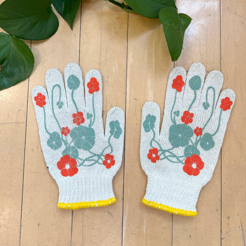 Screen-Printed Nasturtium Gardening Gloves
