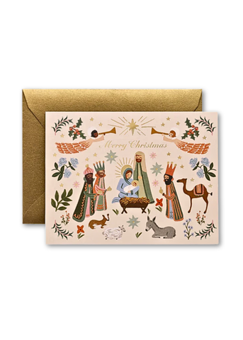 Nativity Scene Illustrated Greeting Card