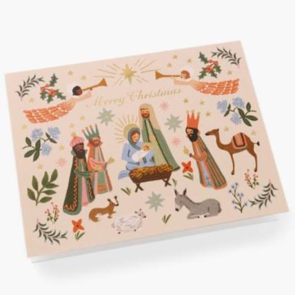 Nativity Scene Illustrated Greeting Card