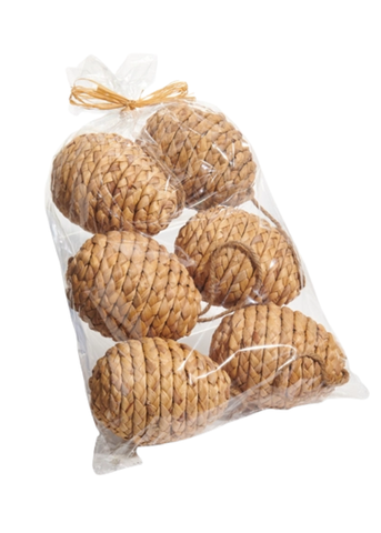 Natural Basketweave Eggs - Set of 6