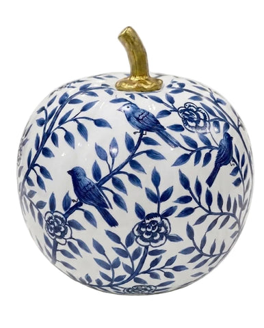 Hand Painted Metal Pumpkin Collection in White + Navy
