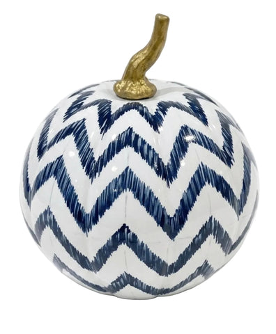 Hand Painted Metal Pumpkin Collection in White + Navy