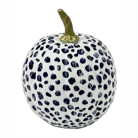 Hand Painted Metal Pumpkin Collection in White + Navy