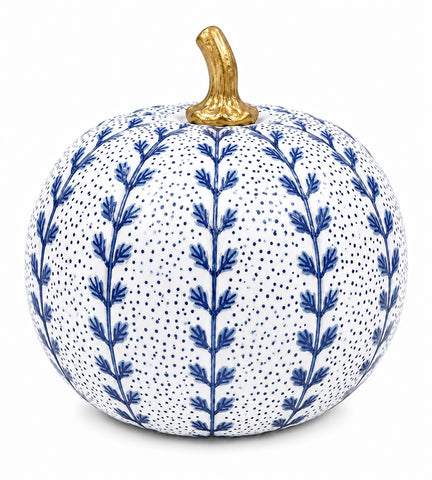 Hand Painted Metal Pumpkin Collection in White + Navy