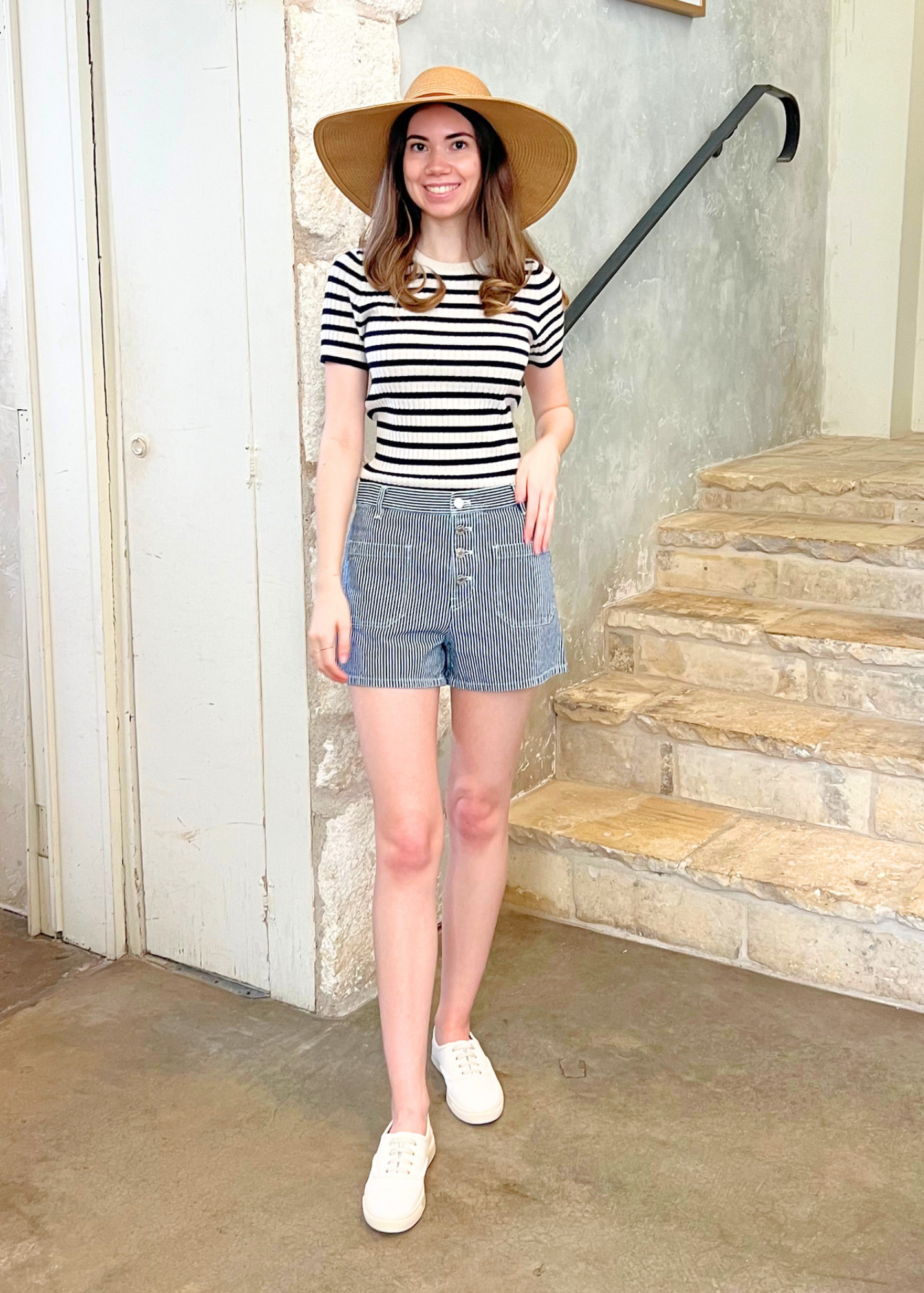 Harley Striped Cotton Short in Indigo Rinse