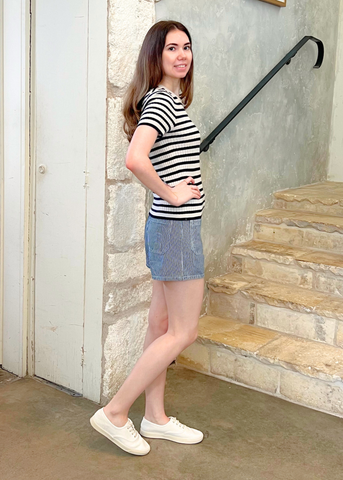 Harley Striped Cotton Short in Indigo Rinse