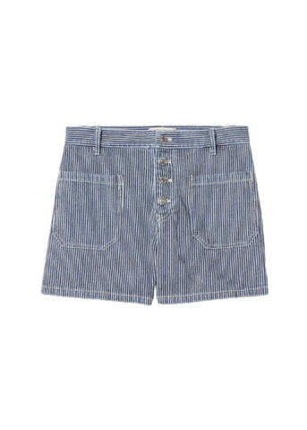 Harley Striped Cotton Short in Indigo Rinse