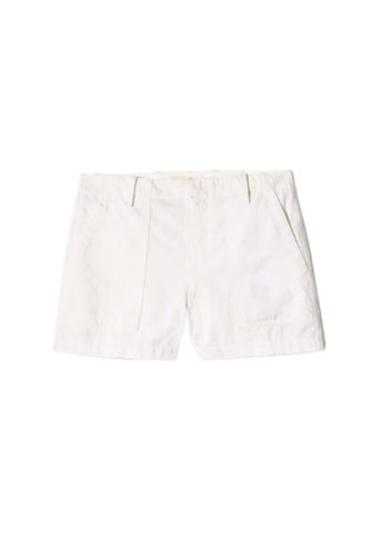 Cotton Herringbone Utility Short in Vintage Cream