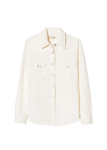 Travis Cotton Poplin Long Sleeve Shirt in Cream