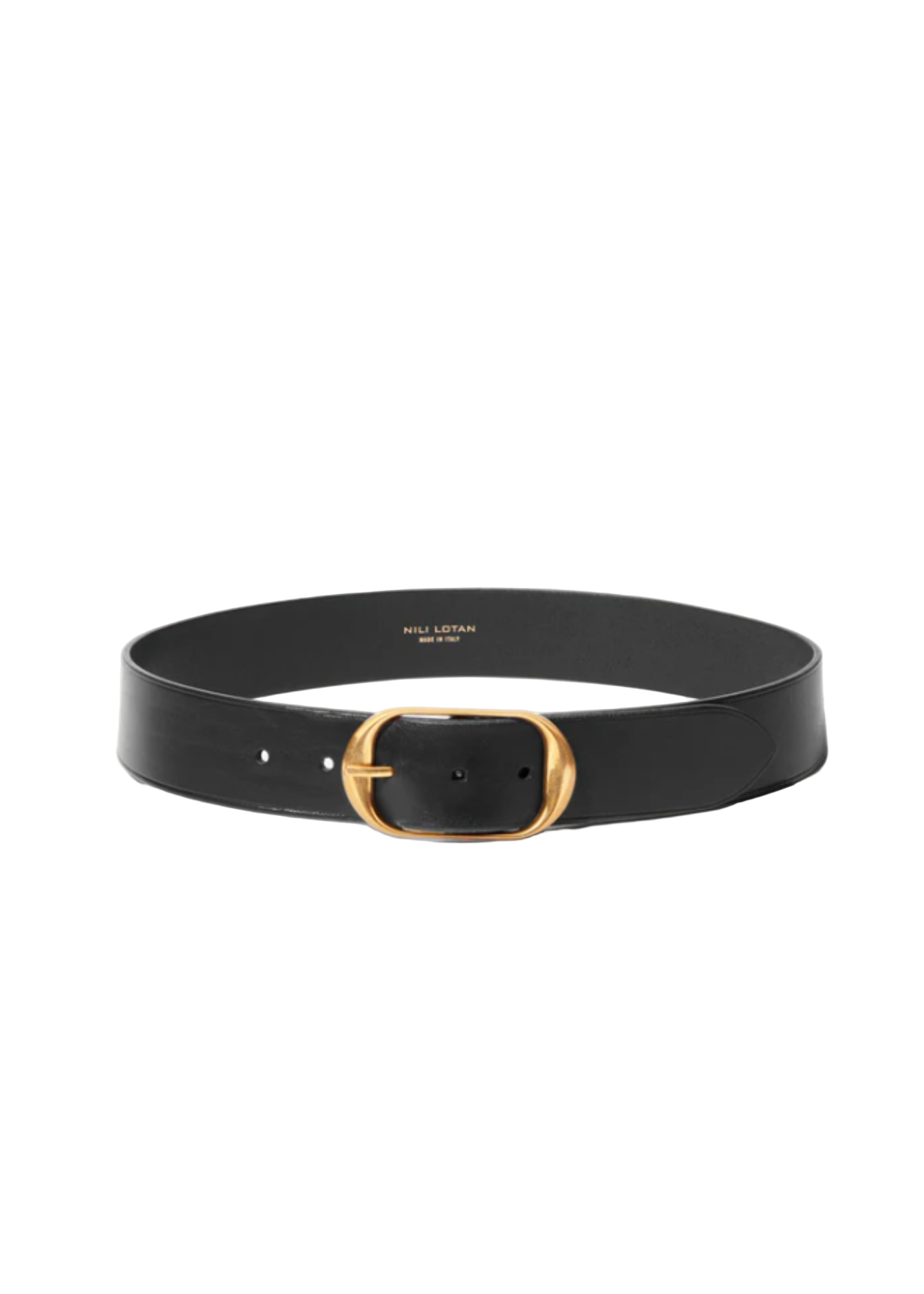 Nili Lotan Vachetta Leather Belt in Black + Brass