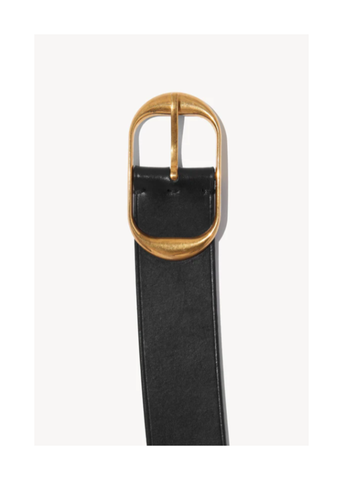 Nili Lotan Vachetta Leather Belt in Black + Brass
