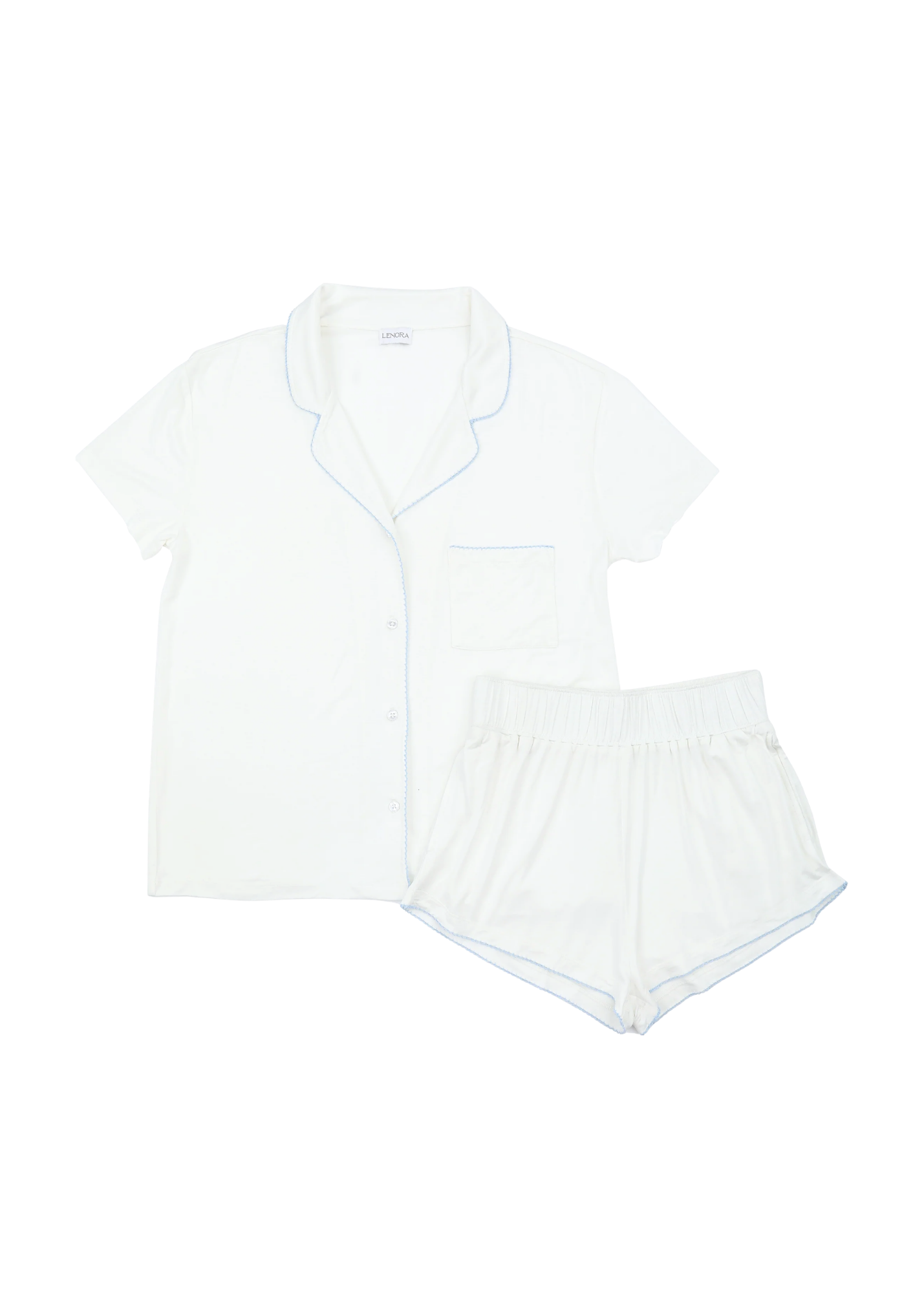 Nora Modal Short Sleeve Short Pajama Set in Blue