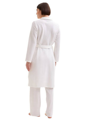 Ode Polar Fleece Long Sleeve Short Robe in Ivory