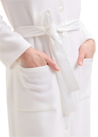 Ode Polar Fleece Long Sleeve Short Robe in Ivory