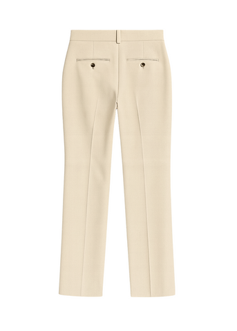 Cotton Twill Stretch Split Hem Cigarette Pants in Opal White